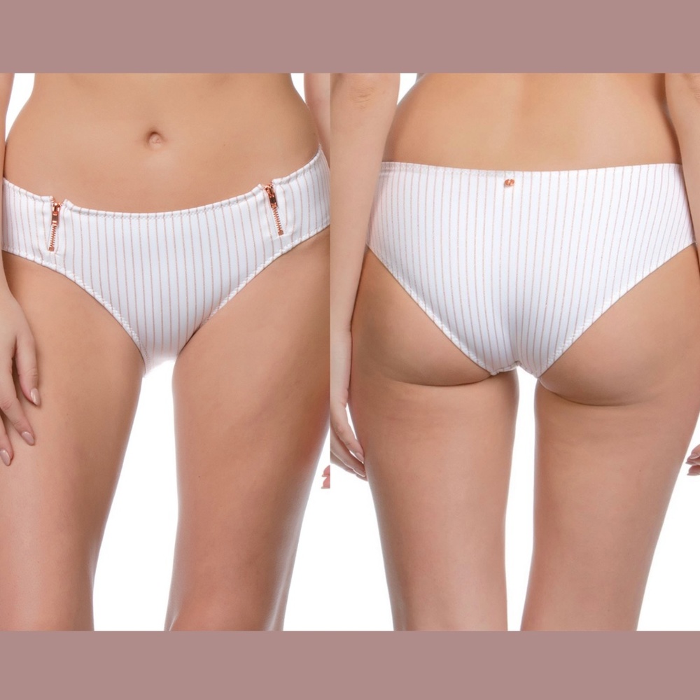 NWD Ale by Alessandra‎ Striped Zipper Bikini Bottom